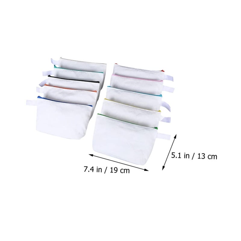 10 Pack Canvas Pencil Bag Travel Makeup Organizer Black - Image 4