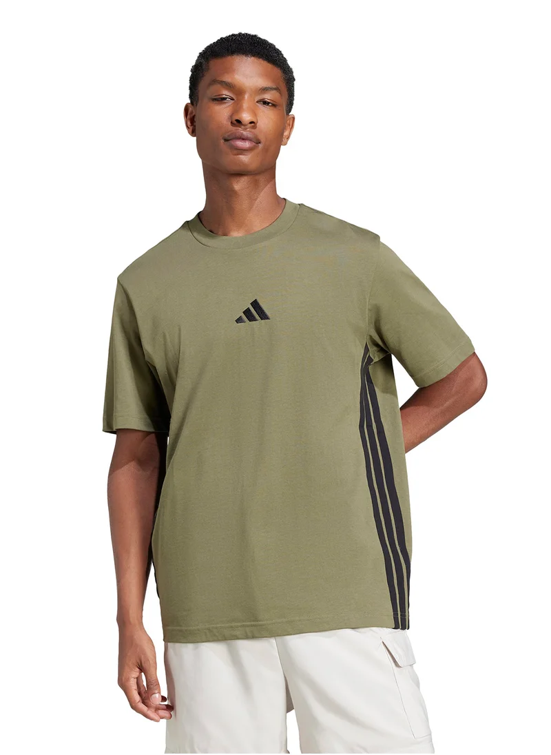 Adidas Essential 3 Stripe Single Jersey T-Shirt