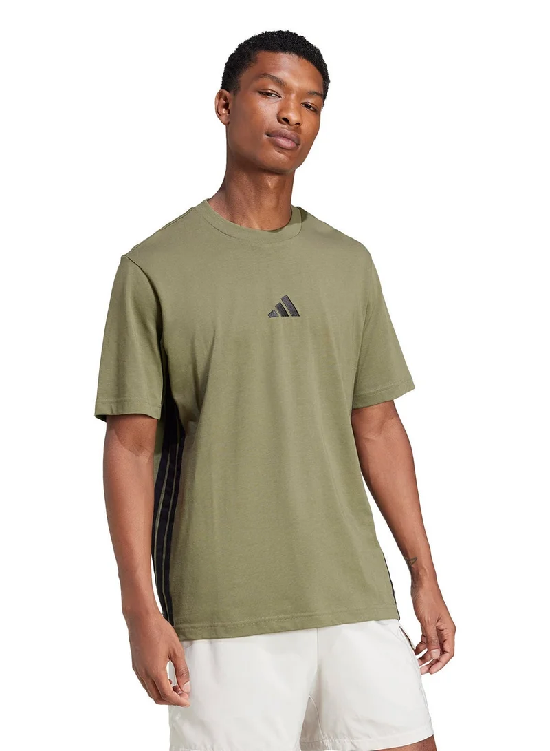Adidas Essential 3 Stripe Single Jersey T-Shirt