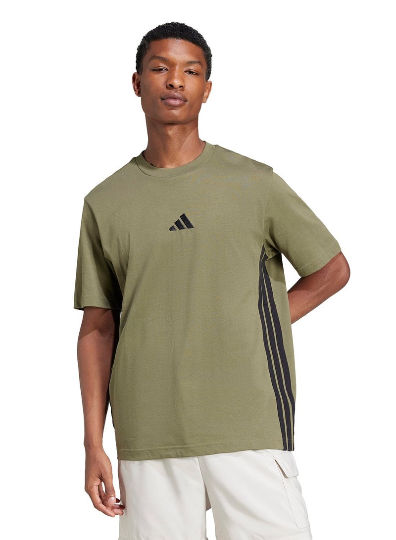Adidas Essential 3 Stripe Single Jersey T-Shirt - Image 1