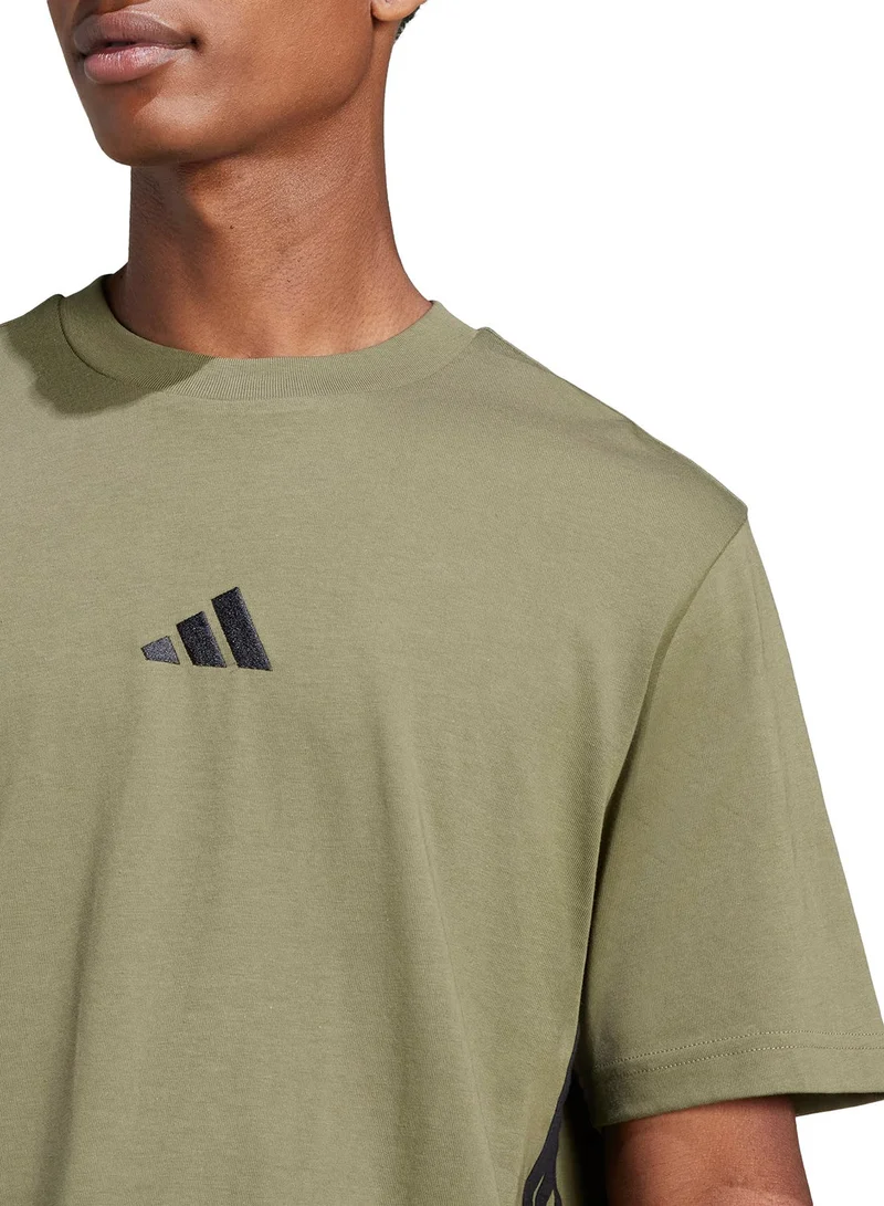 Adidas  Essential 3 Stripe Single Jersey T-Shirt for Men | Best Price UAE