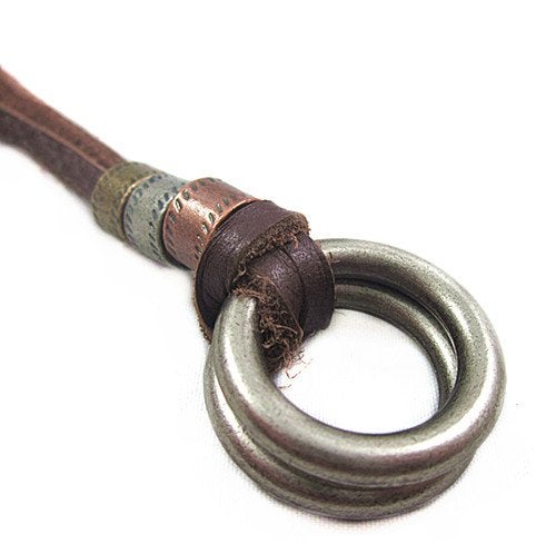 COOLLA Brown Leather and Alloy Pendant Adiustable Men's Leather Necklace Pl233 - Image 3