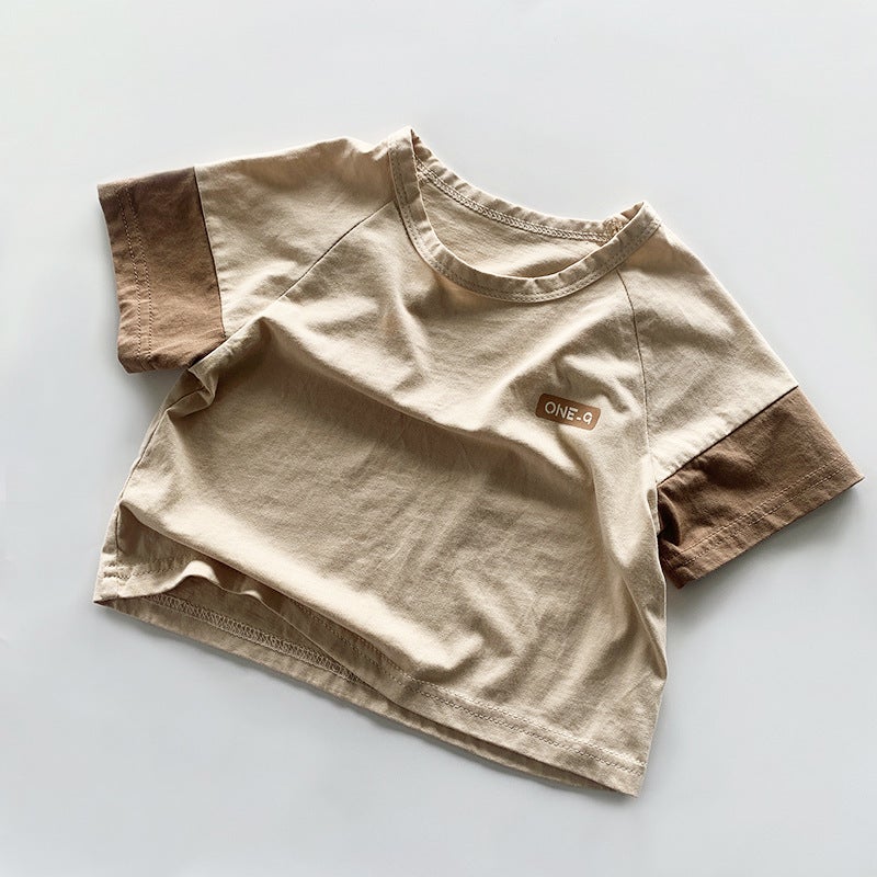 Stitching Children'S T-Shirt 2025 Short-Sleeved Cotton Top For Boys And Girls Korean Mori Trendy Children'S Wear - Image 1