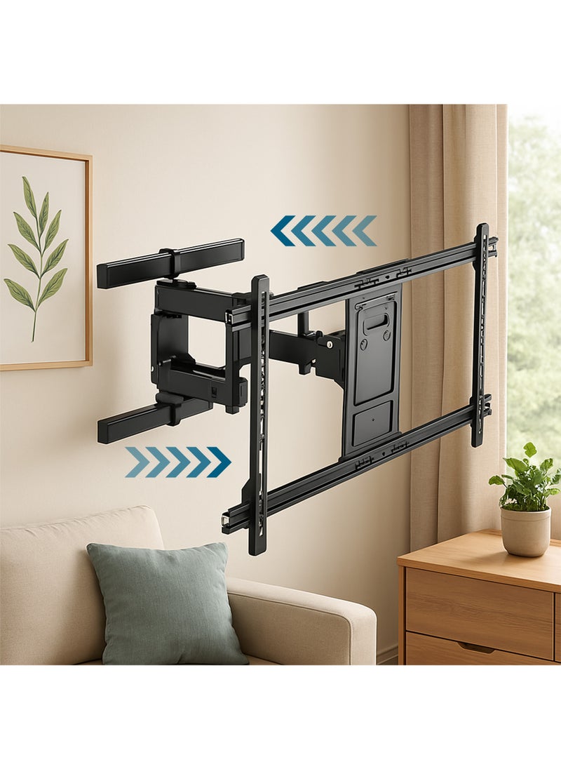 Ceiling-mounted TV bracket with full-motion support for large screens from 32 to 80 inches, model SG-834. Compatible with LCD, LED, OLED, and 4K displays, it features VESA support up to 800x800, fully adjustable tilt and swivel functionality, and a weight capacity of up to 75 kg.