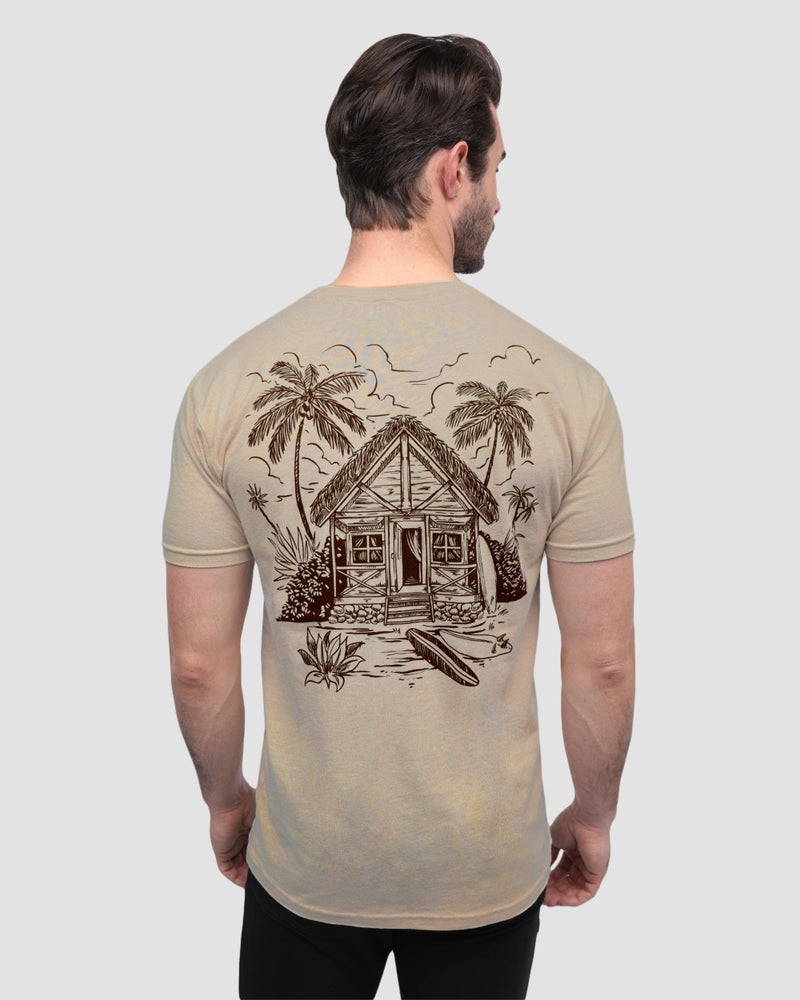 INTO THE AM Tropic Hut Tee T-Shirt - Cool Space Design Tees for Men (Cream, Large) - Image 2