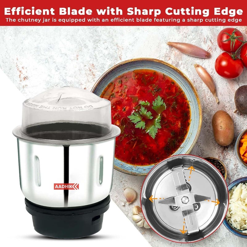 AADHIK Mixer Jar 400 ml Chutney Jar, Quality Stainless Steel Blades, Suitable for All mixer Grinder With 4 Teeth Lock- Pack Of 1 - Image 4