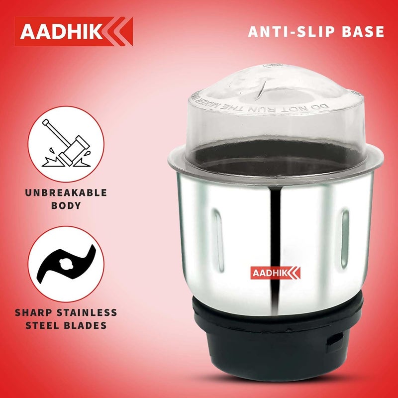 AADHIK Mixer Jar 400 ml Chutney Jar, Quality Stainless Steel Blades, Suitable for All mixer Grinder With 4 Teeth Lock- Pack Of 1 - Image 5