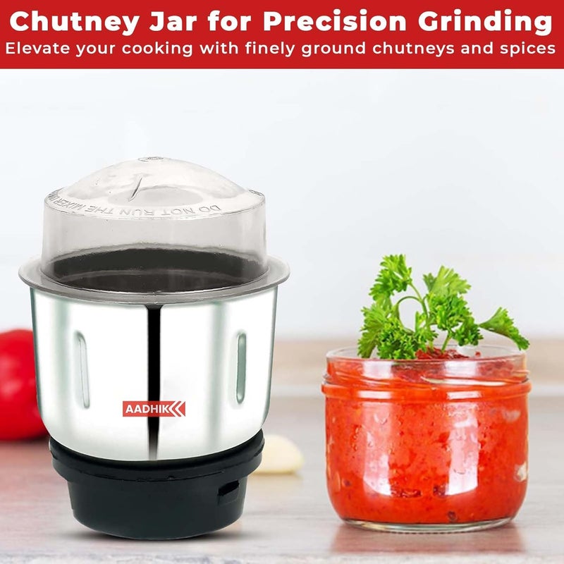 AADHIK Mixer Jar 400 ml Chutney Jar, Quality Stainless Steel Blades, Suitable for All mixer Grinder With 4 Teeth Lock- Pack Of 1 - Image 2