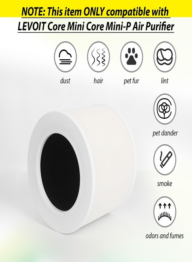 Dttery Core Mini-P Replacement Filter for LEVOIT Core Mini Air Purifier, High-Efficiency Activated Carbon, 3-in-1 HEPA, Part Core Mini-RF, 2 Pack - Image 2