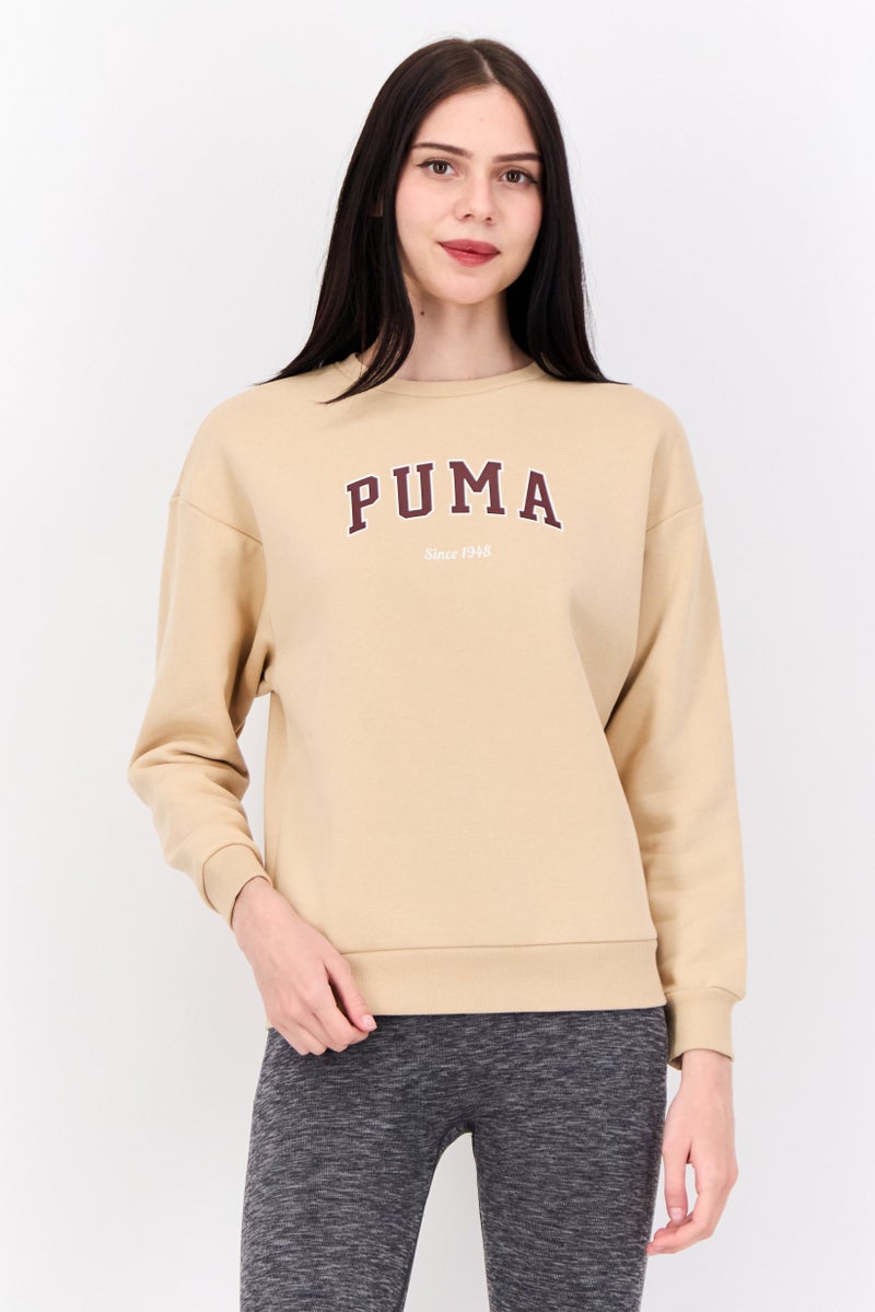 PUMA ملابس رياضية نسائية بأكمام طويلة مناسبة، خارجية، سويت شيرت، تان - Image 1