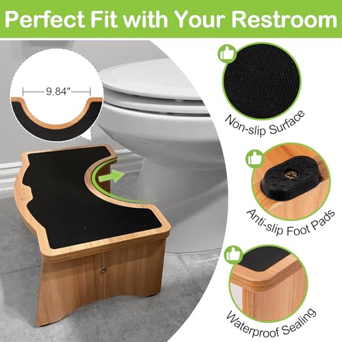 StrongTek Enhanced Squatting Toilet Stool, Wooden Potty Stool for Bathroom, Extra-Thick Wood, Sturdy 350 lbs Capacity, Comfortable Toilet Stool for Kids, Adults & Seniors - Image 3