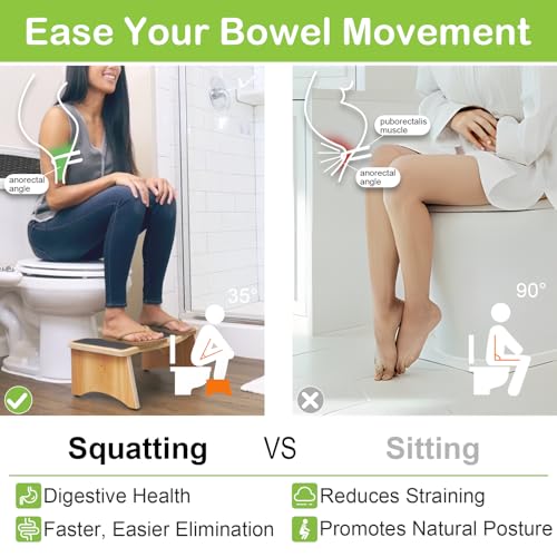 StrongTek Enhanced Squatting Toilet Stool, Wooden Potty Stool for Bathroom, Extra-Thick Wood, Sturdy 350 lbs Capacity, Comfortable Toilet Stool for Kids, Adults & Seniors - Image 4