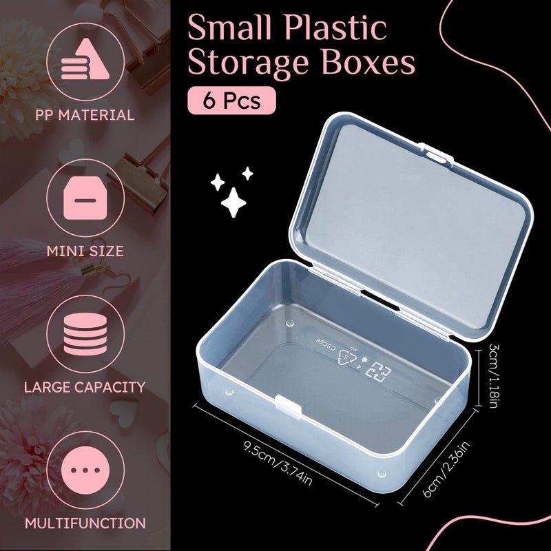 ISKYBOB 6 Packs Small Plastic Storage Containers, Clear Rectangle Bead Organizer Case with Lids for Crayons, Crafts, Bobby Pin Holder(3.7x 2.4in) - Image 2