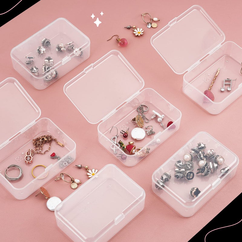 ISKYBOB 6 Packs Small Plastic Storage Containers, Clear Rectangle Bead Organizer Case with Lids for Crayons, Crafts, Bobby Pin Holder(3.7x 2.4in) - Image 5