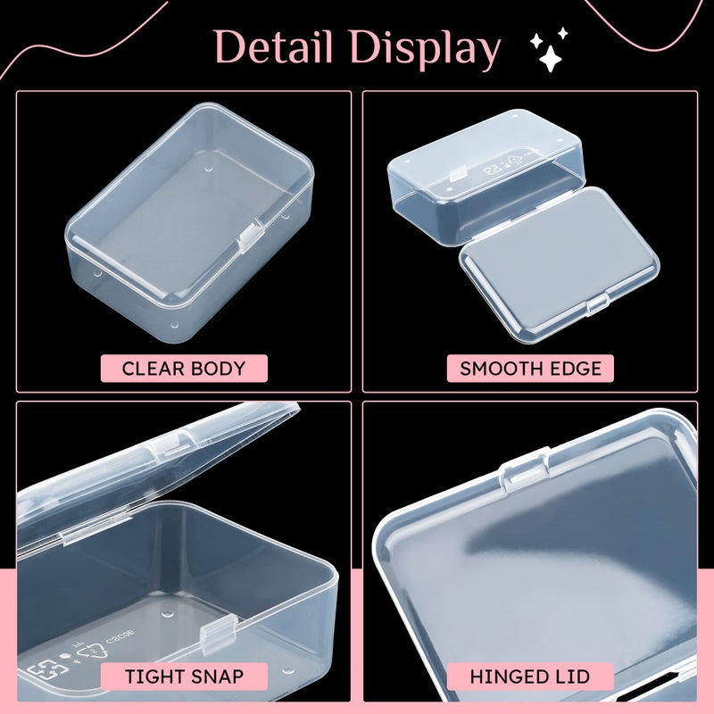 ISKYBOB 6 Packs Small Plastic Storage Containers, Clear Rectangle Bead Organizer Case with Lids for Crayons, Crafts, Bobby Pin Holder(3.7x 2.4in) - Image 3