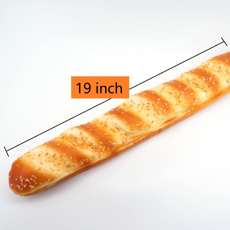 GiftYou Long Fake Baguette and Realistic French Bread - Artificial Cake Dessert Decor and Faux Pastries Food Replica for Kitchen and Bakery Display (Long Sesame Baguette) - Image 2