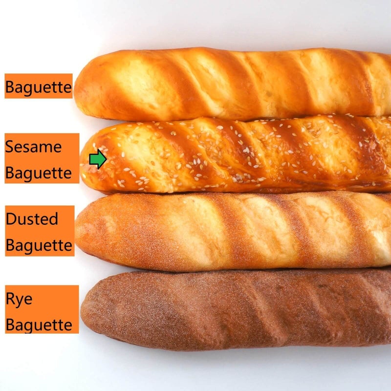 GiftYou Long Fake Baguette and Realistic French Bread - Artificial Cake Dessert Decor and Faux Pastries Food Replica for Kitchen and Bakery Display (Long Sesame Baguette) - Image 3