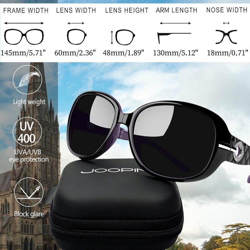 Joopin Big Womens Sunglasses Polarized Trendy Sun Glasses Large Rectangle UV Protection Rhinestone Sunnies - Image 5