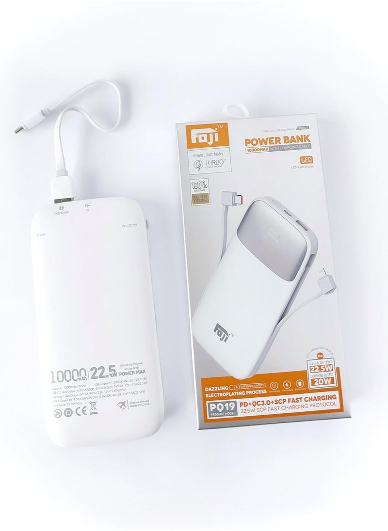 Foji - Foji 10000 mAh Power Bank With Charging Cable LED Digital Display - Image 1