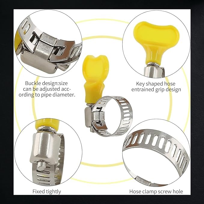 KINIK Adjustable 1" Inch Diameter Stainless Steel Hose Clamp with Key for Plumbing, Automotive & Mechanical Applications.(Pack of 8 Clamp) - Image 2