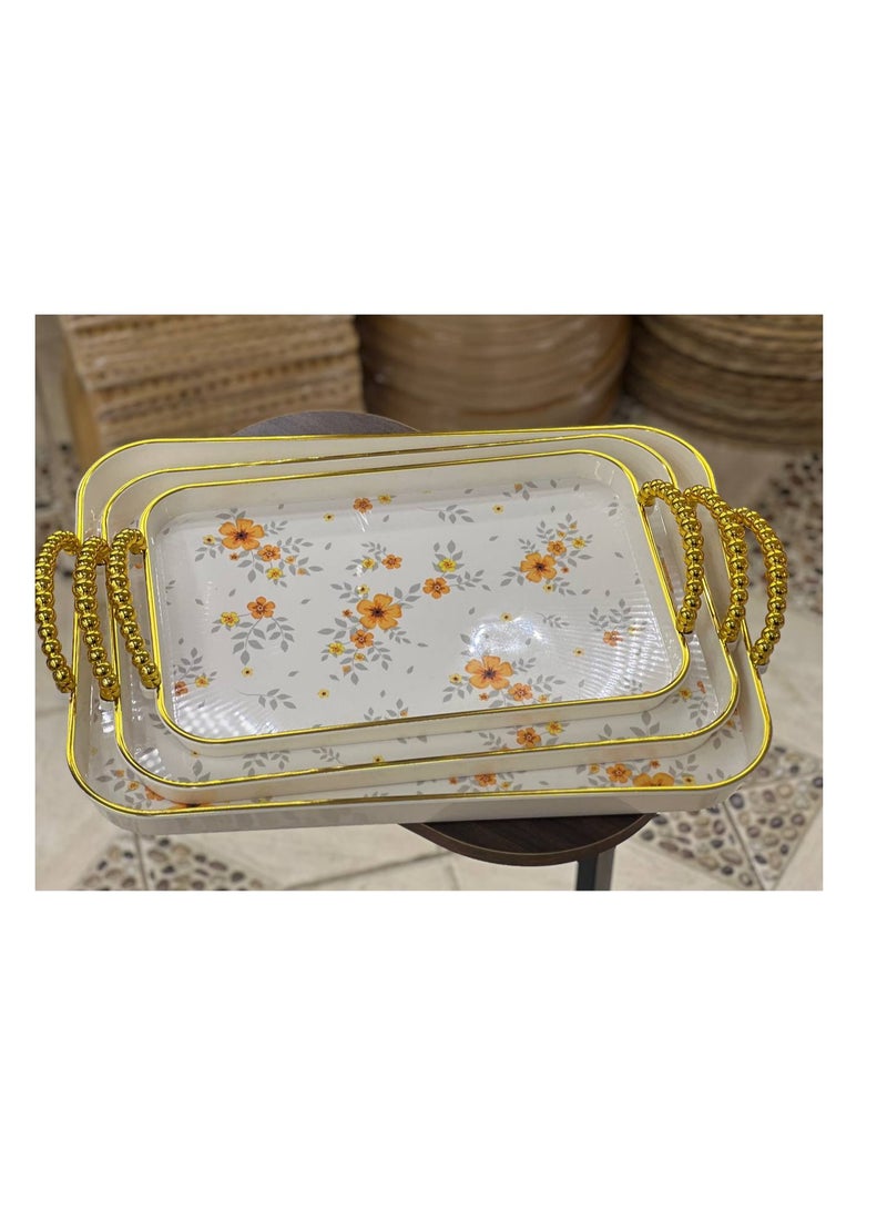 طقم صواني ميلامين 3 قطع مقاسات مختلفه - Image 1