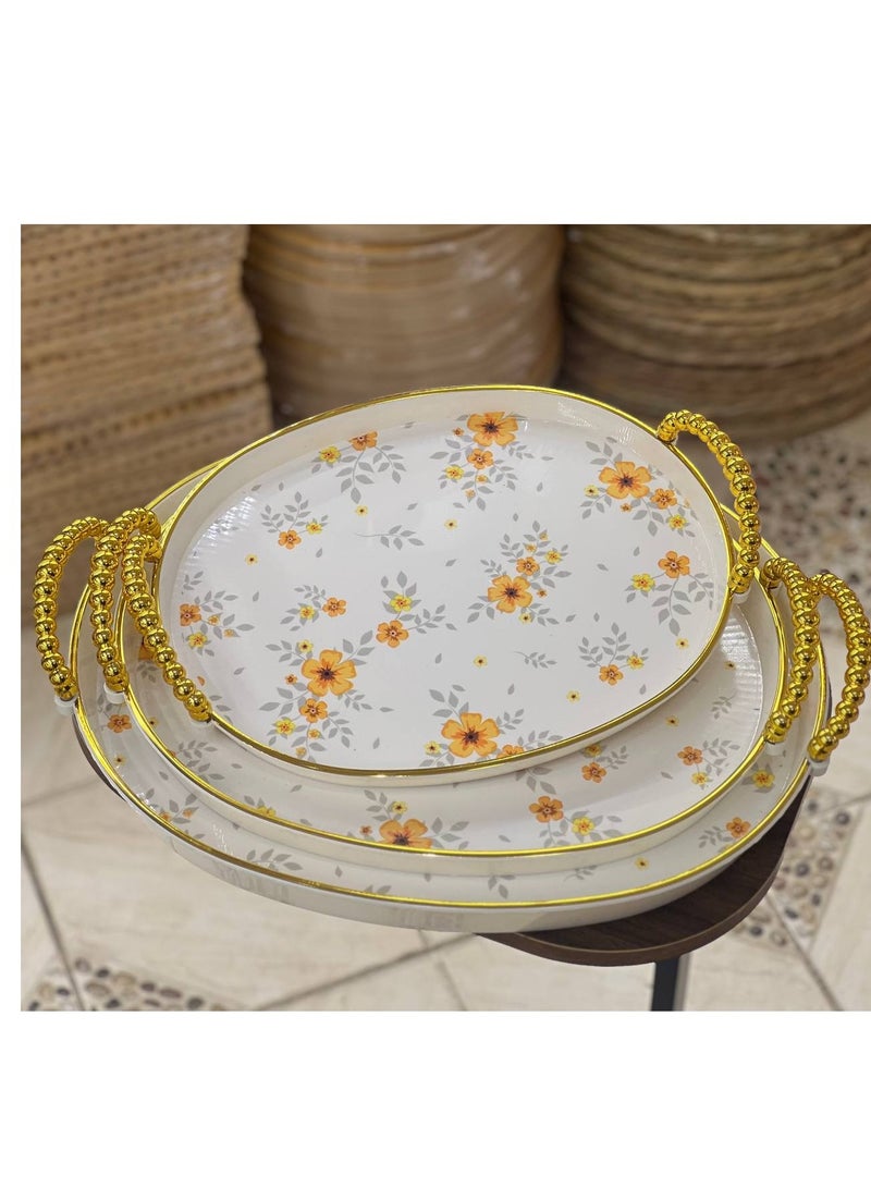 طقم صواني ميلامين 3 قطع مقاسات مختلفه - Image 2