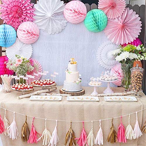 Binpeng Paper Fans Set of 3 Blue Honeycomb Tissue Fans for Party Decoration (3pcs) - Image 4