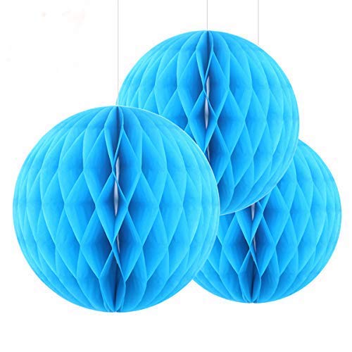 Binpeng Paper Fans Set of 3 Blue Honeycomb Tissue Fans for Party Decoration (3pcs) - Image 1