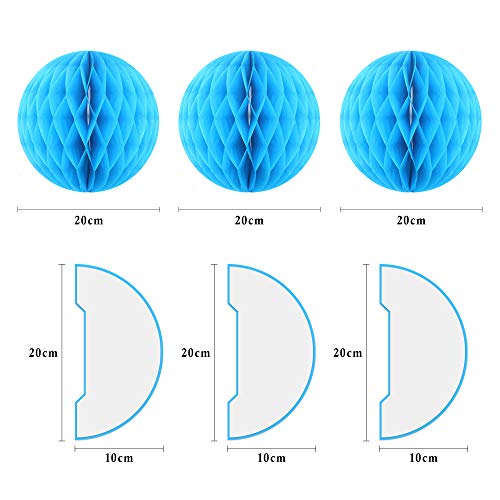 Binpeng Paper Fans Set of 3 Blue Honeycomb Tissue Fans for Party Decoration (3pcs) - Image 2