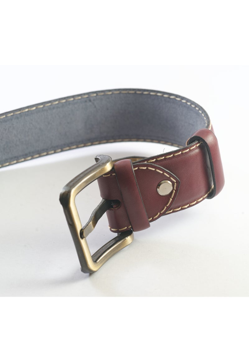 Al-Zaza Leather Premium Handcrafted Leather Belt - Handcrafted Belts Available in Black, Brown & Maroon - Polished Leather Belts  - Image 1