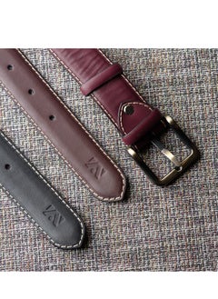 Al-Zaza Leather Premium Handcrafted Leather Belt - Handcrafted Belts Available in Black, Brown & Maroon - Polished Leather Belts  - Image 3