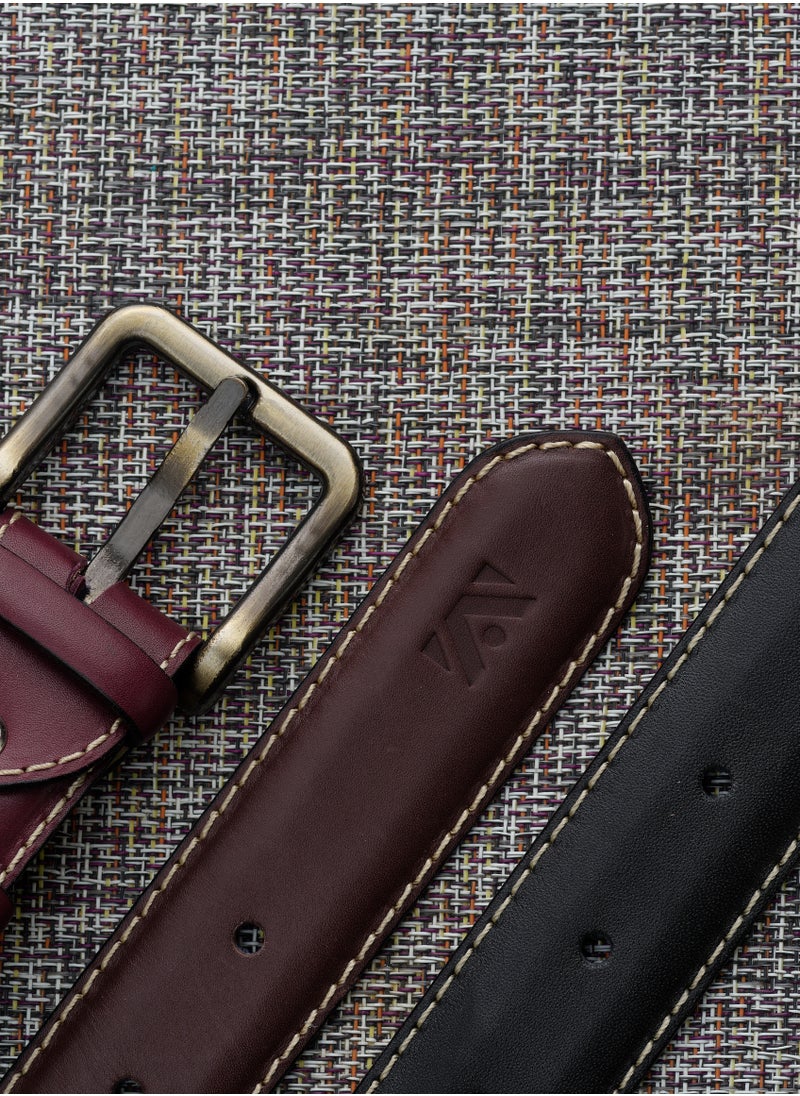 Al-Zaza Leather Premium Handcrafted Leather Belt - Handcrafted Belts Available in Black, Brown & Maroon - Polished Leather Belts  - Image 4