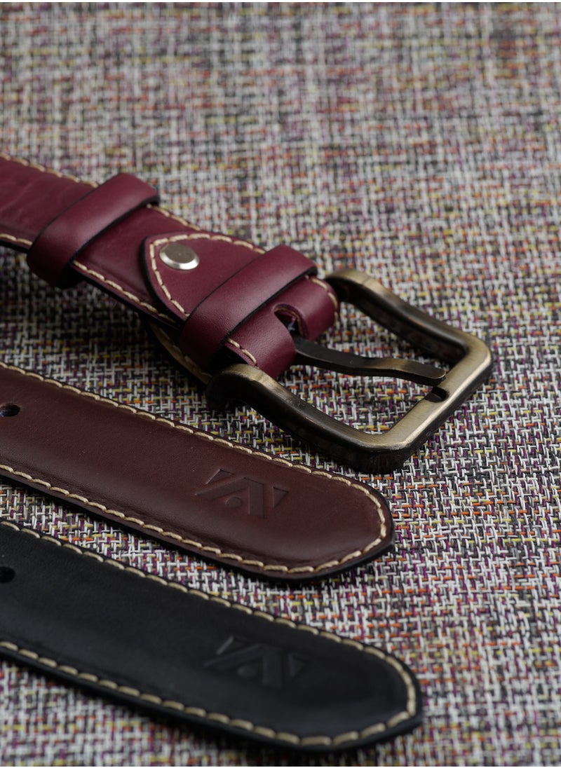 Al-Zaza Leather Premium Handcrafted Leather Belt - Handcrafted Belts Available in Black, Brown & Maroon - Polished Leather Belts  - Image 5