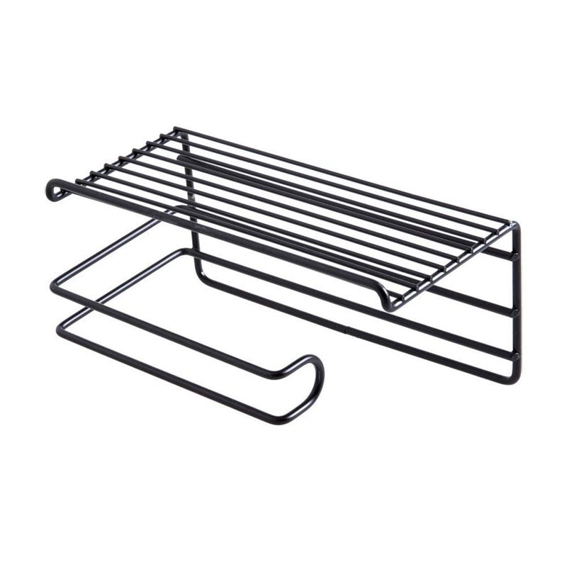 iSTAR Self-Adhesive Toilet Paper Holder with Shelf | Wall Mounted Tissue Paper and Towel Storage Rack | Bathroom Organizer with Mobile Phone Storage Shelf and Toilet Tissue Dispenser (Black) - Image 4