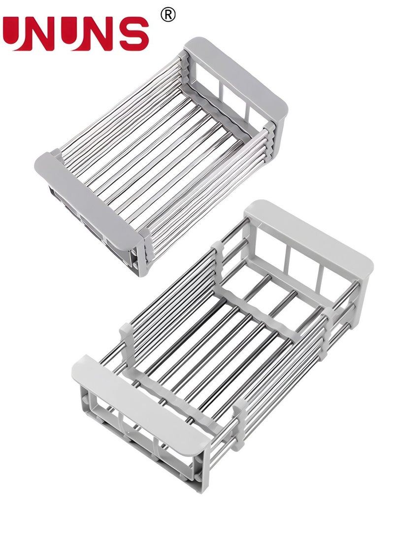 UNUNS - Dish Rack,Extend Kitchen Sink Drain Basket,Retractable Dish Drying Rack,Stainless Steel Strainer Telescopic Drain Basket,Draining Bowl Rack,Over Sink Drainer For Washing Dishes,Fruits,Vegetables - Image 1