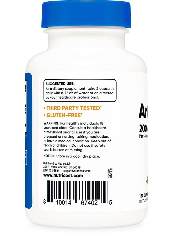 Nutricost Artemisinin 200mg, 120 Vegetarian Capsules - Non-GMO, Gluten Free, 60 Servings  - Image 3