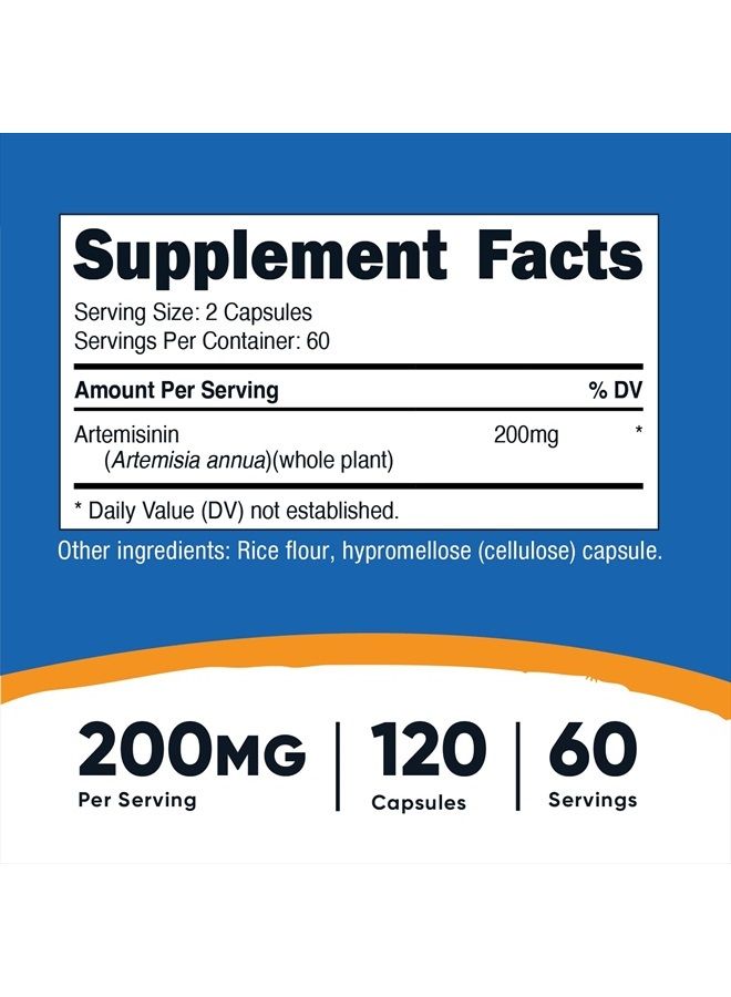 Nutricost Artemisinin 200mg, 120 Vegetarian Capsules - Non-GMO, Gluten Free, 60 Servings  - Image 2