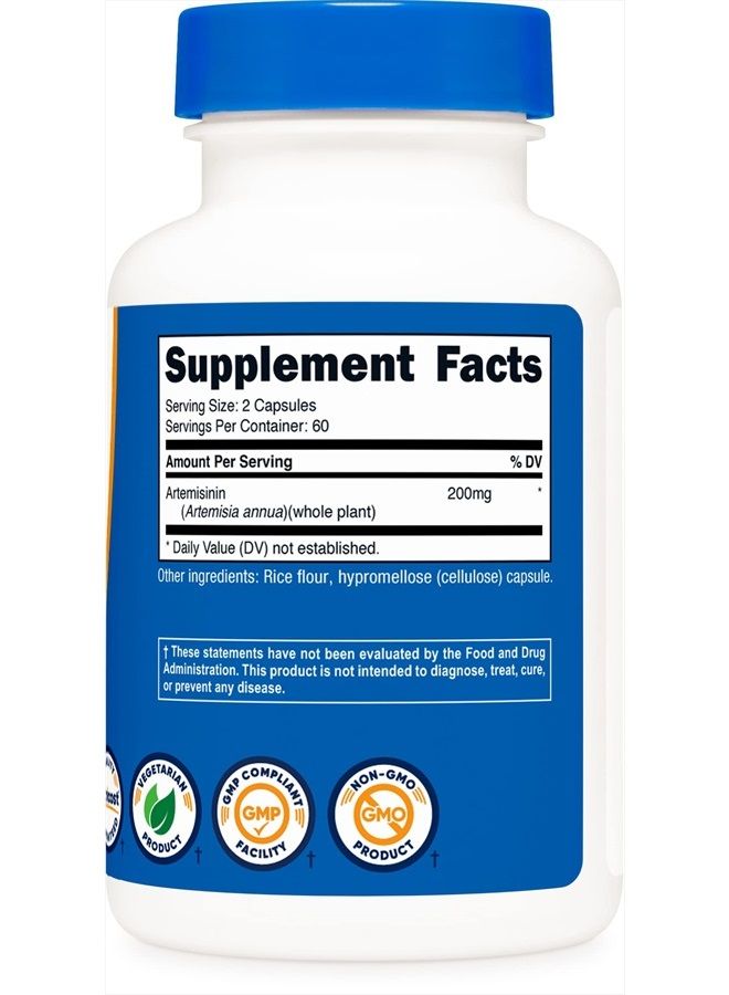 Nutricost Artemisinin 200mg, 120 Vegetarian Capsules - Non-GMO, Gluten Free, 60 Servings  - Image 4