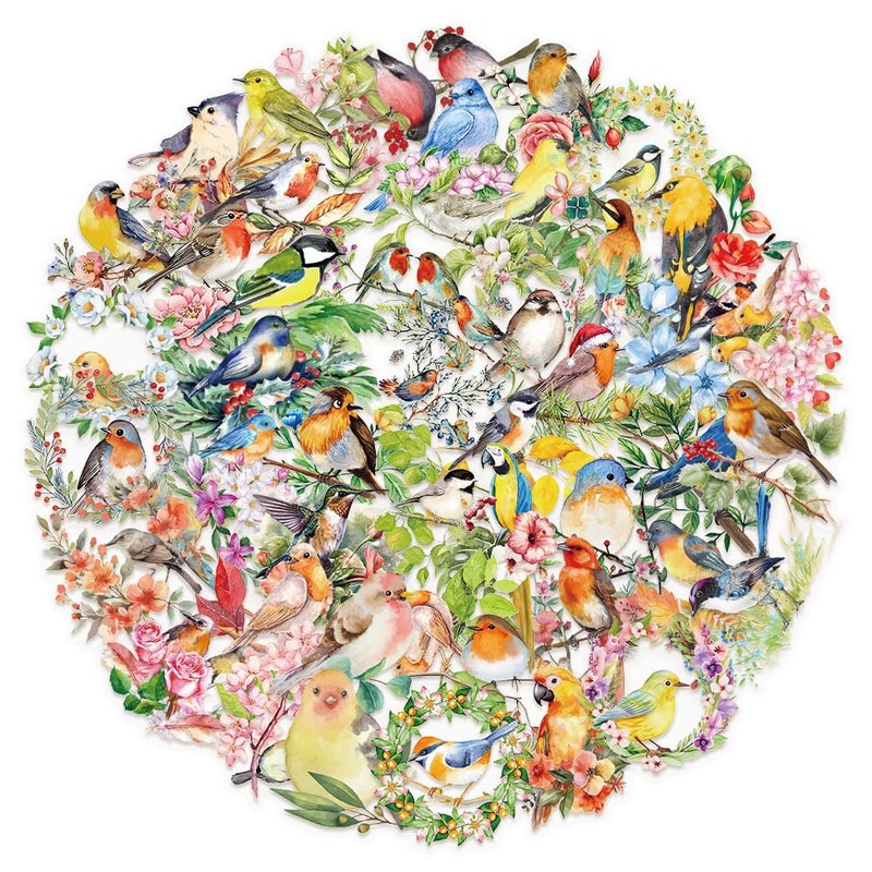 Qianshan 50Pcs Vintage StickersWaterproof Transparent PET Aesthetic Decorative Sticker Scrapbooking Supplies for Adult Card Making Letters Planner Journaling Junk Journal DIY Water Bottles Art CraftBird - Image 3