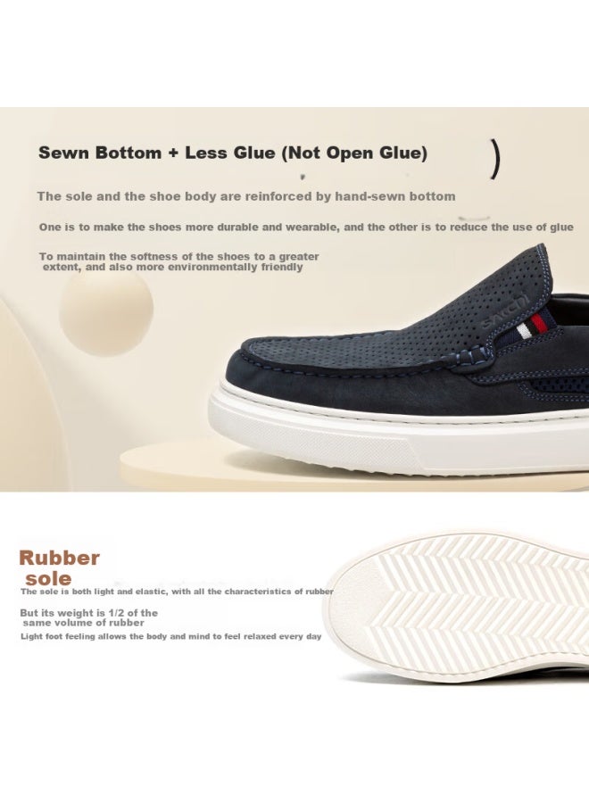 Satchi Men's Summer Leather Punch Breathable Shoes Men's Board Shoes Satchi Leather Shoes 962442165z Blue B 38 - Image 2