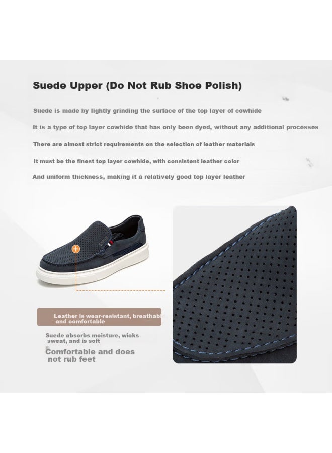 Satchi Men's Summer Leather Punch Breathable Shoes Men's Board Shoes Satchi Leather Shoes 962442165z Blue B 38 - Image 1