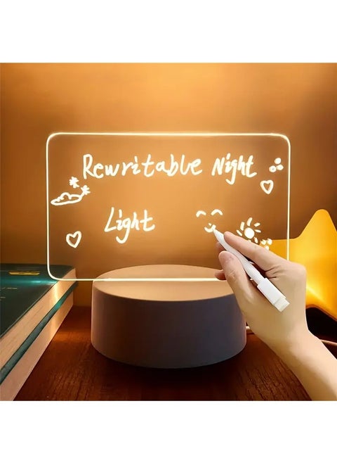 مصباح طاولة مخصص بلوحة رسائل ذاتية الصنع مزود بإضاءة ليلية يعمل بمنفذ USB مع قلم قابل للمسح