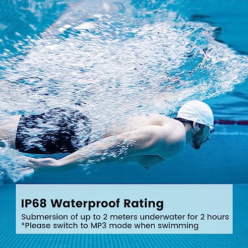 mojawa Run Plus Bone Conduction Headphones, Open-Ear Bluetooth Headphones, 32GB MP3 Player, IP68 Waterproof Swimming Earbuds, Deep Bass, Secure Fit for Running, Gym and Daily Use, Black (Black) - Image 2