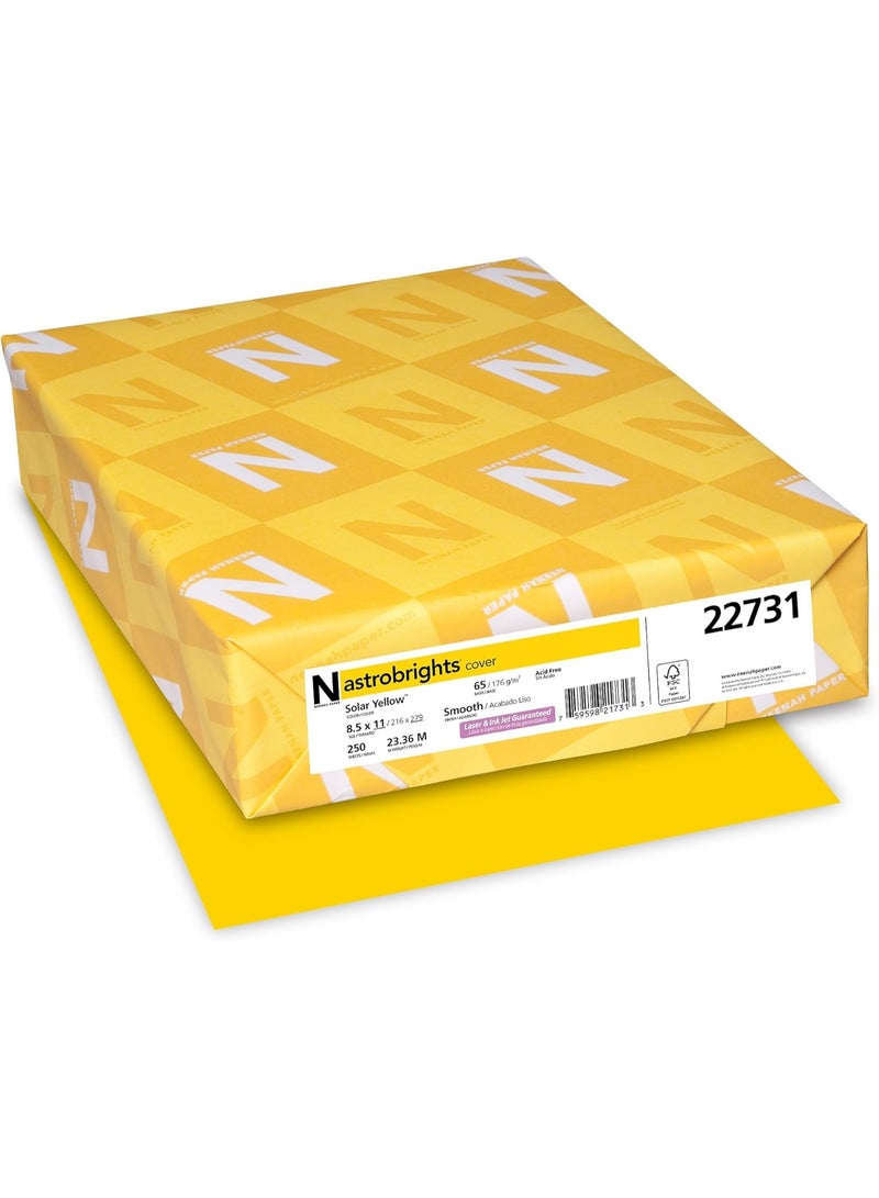 Astrobrights Color Cardstock, 65 lb Cover Weight, 8.5 x 11, Solar Yellow, 250/Pack - Image 1