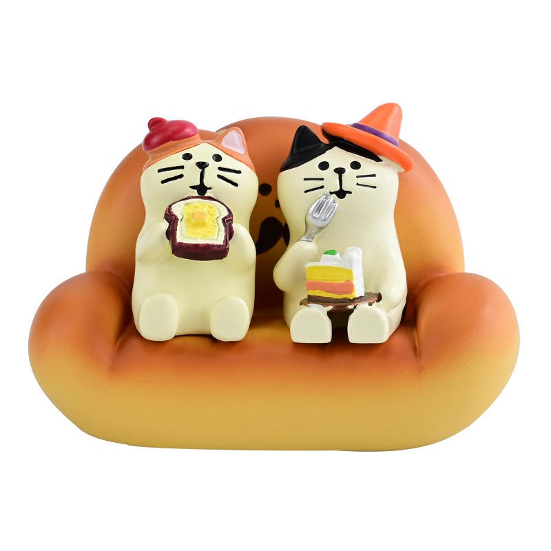 Mevodeata 2Pcs Cute Mini Cat Figurine with Bread Sofa Resin Cat Figure for Office Home Decor - Cute Cat Gift for Cat Lovers - Image 1
