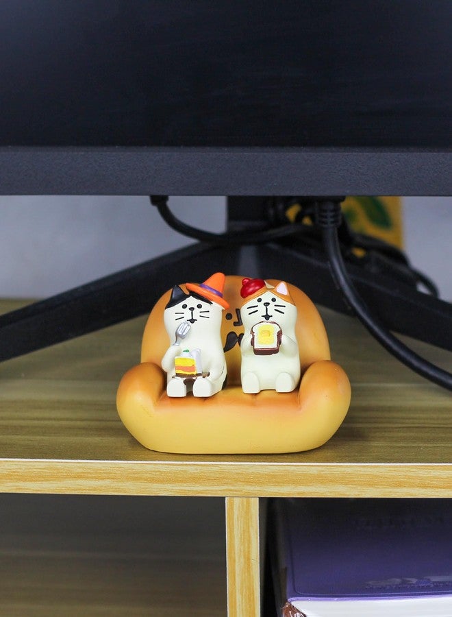 Mevodeata 2Pcs Cute Mini Cat Figurine with Bread Sofa Resin Cat Figure for Office Home Decor - Cute Cat Gift for Cat Lovers - Image 3