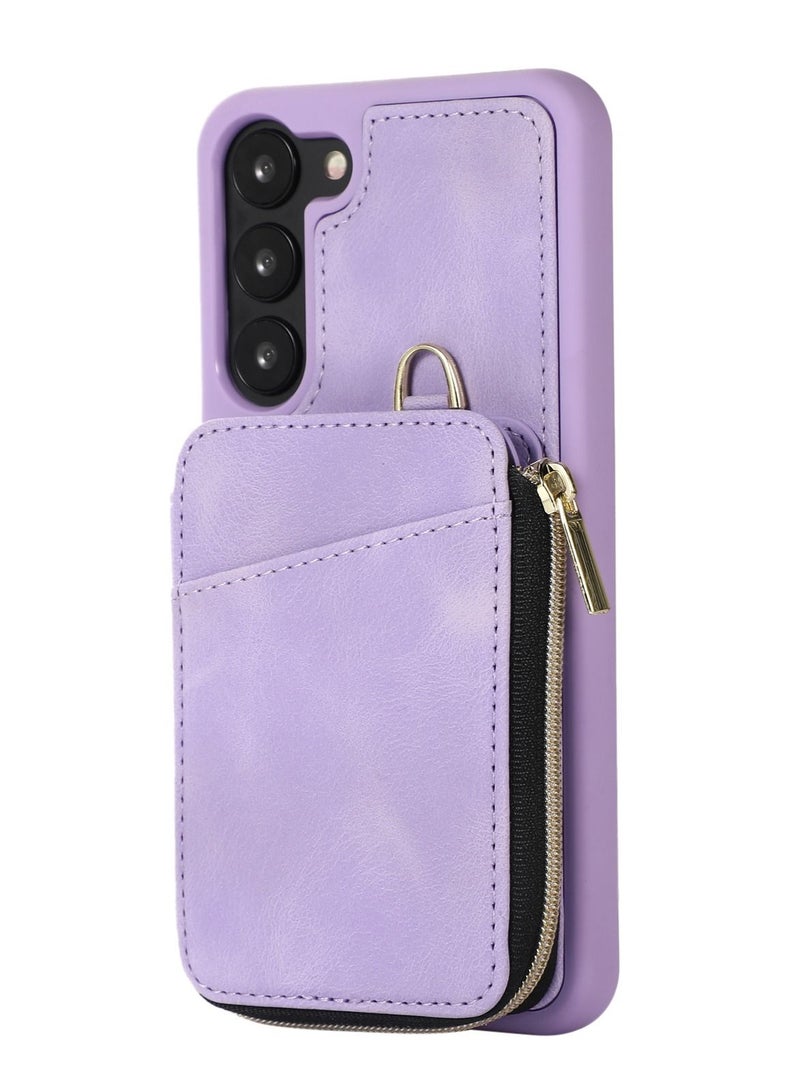 Suteni Zipped Back Cover Card Slots Leather Phone Case for Samsung - Image 1