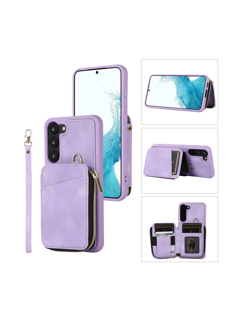 Suteni Zipped Back Cover Card Slots Leather Phone Case for Samsung - Image 3