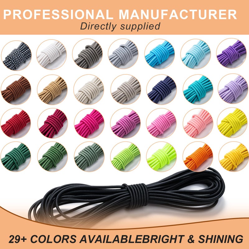 Aegero Elastic Bungee Cord, 1/8" x 50' Heavy Duty Bungie Cord,Kayak Stretch String Rope,Black Shock Cords,for DIY Projects,Kayak Strap Tarp Tie Down Canopy Boating Camping Tent Crafting Patio - Image 2