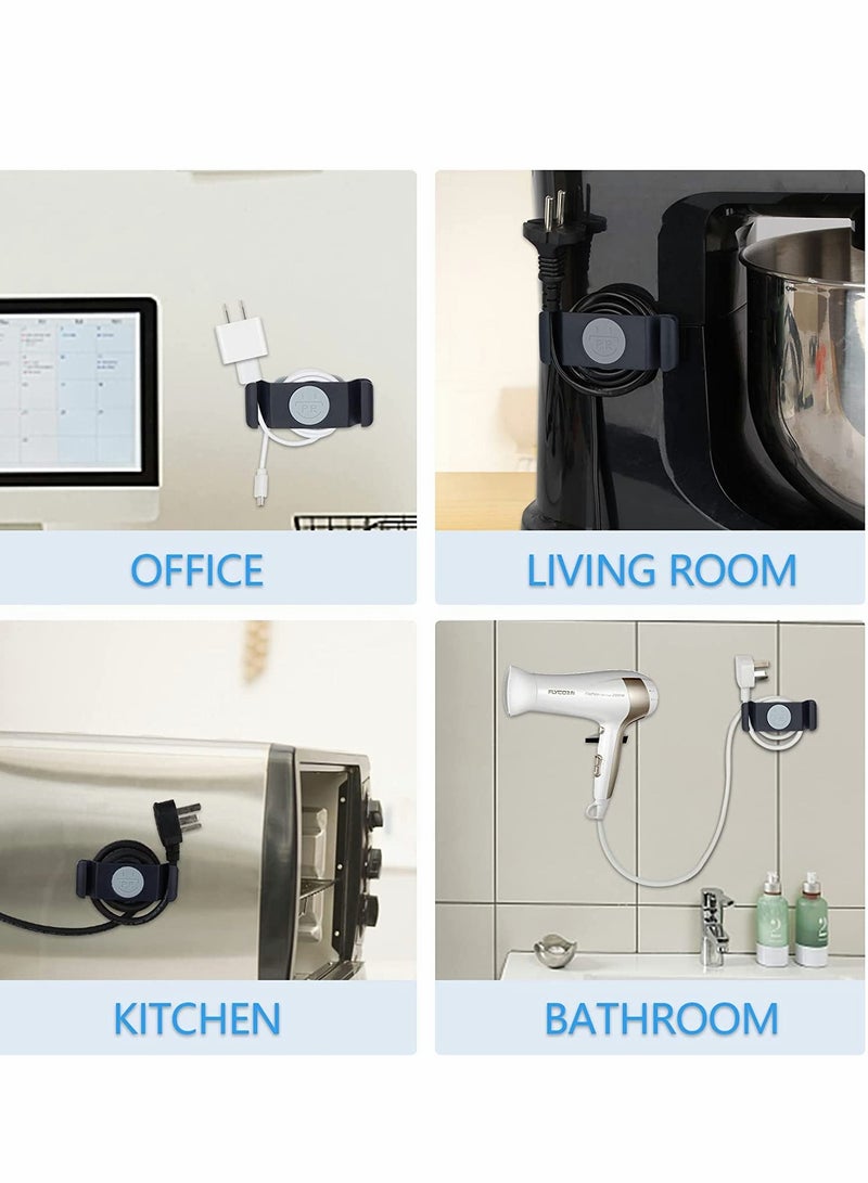 SYOSI Cord Holder Cable Clips, Cord Organizer for Kitchen Appliances, 4PCS Self-Adhesive Rotatable Cord Wrap Organizers, for USB, Computer Cables Power Cords Management Clips, Home, Office Tidy(Gray） - Image 2